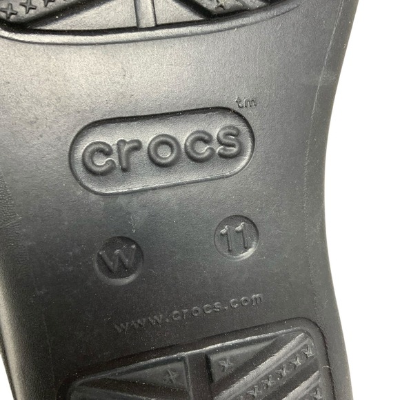 Crocs Womens Sanrah Block Flip Flop Sandals Size 11 Casual Beach Black Silver - Picture 5 of 15